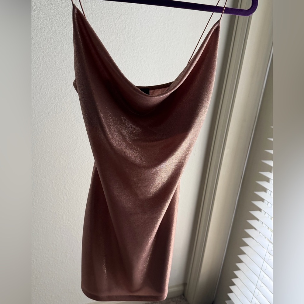 Strapless Satin Slip Dress in Champagne Rose
